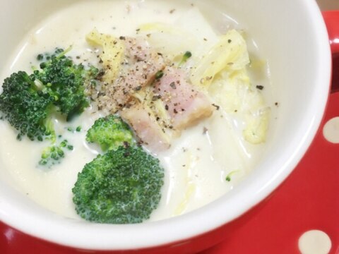 簡単！白菜とベーコンの豆乳スープ